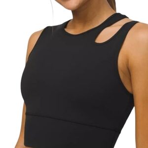 Lululemon Black Mastered Motion Cropped asymmetrical Top With The Built In Bra12
